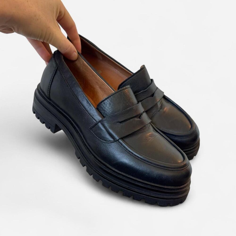 Miz mooz legend black chunky leather loafers
